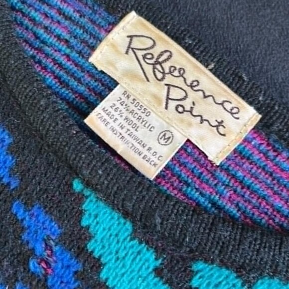 VTG 80s Reference Point Bold Floral Sweater SZ M Neon Magenta Boxy Retro Cosby - Picture 3 of 9